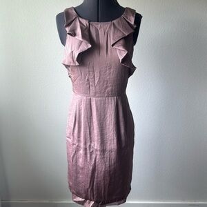 Loft dress size 0 ruffled soft girl mauve silky